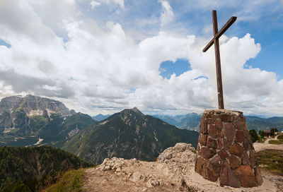 Scenic view of landscape against cloudy sky