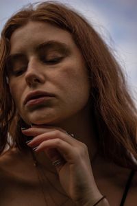 Close-up portrait of a beautiful young woman