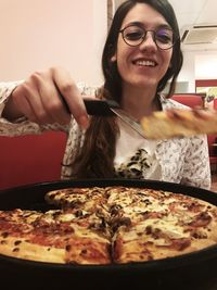 Young woman eating food