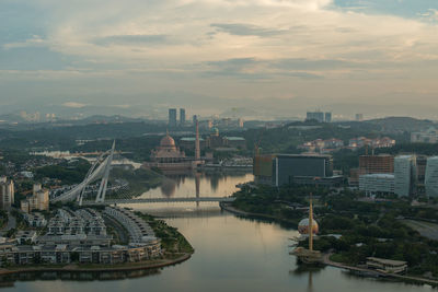 Aerial view of city at waterfront