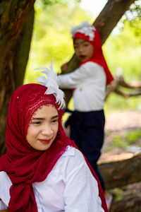 Portrait of mother and son
