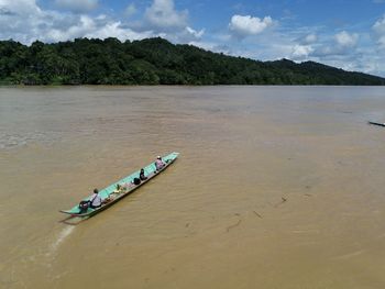 High angle view of sea against sky