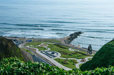 High angle view of beach