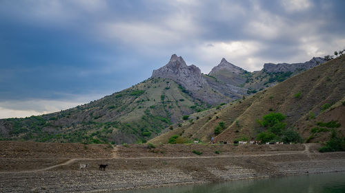 Scenic view of mountains against sky