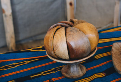 High angle view of bread on table