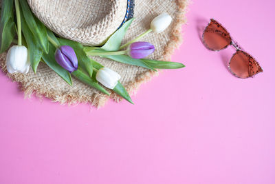 High angle view of personal accessories on table