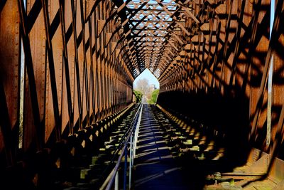 Panoramic view of iron railways bridge . 