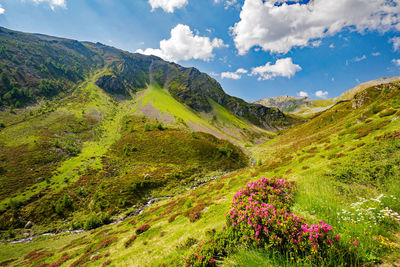 Scenic view of mountains against sky