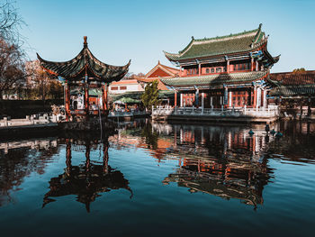 Reflection of building in lake