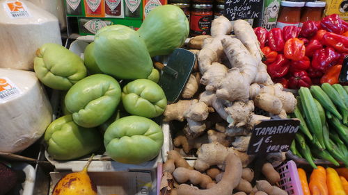 Vegetables for sale at market stall