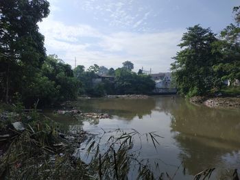 Scenic view of lake against sky