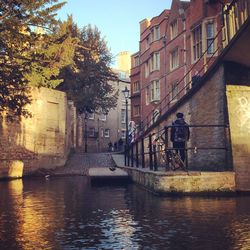 View of canal in city