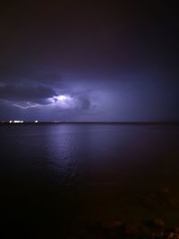 Scenic view of sea at night