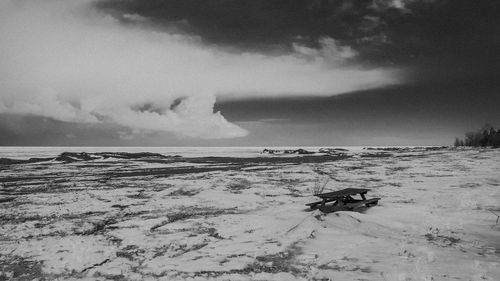 Scenic view of beach against sky