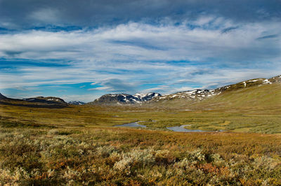 Scenic view of mountains against sky