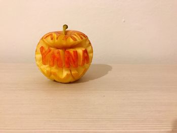 Close-up of pumpkin on table