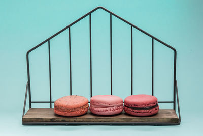 Close-up of cake against white background