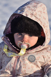 Close-up portrait of cute girl wearing hijab