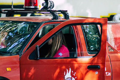 Close-up of car window