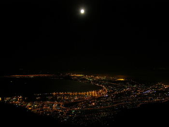 Aerial view of city at night