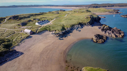 High angle view of bay