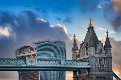 Iconic tower bridge connecting londong with southwark on the thames river