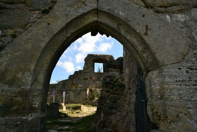 Low angle view of castle against cloudy sky