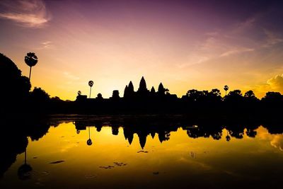 Silhouette of temple at sunset