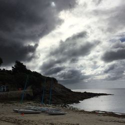 Scenic view of sea against cloudy sky