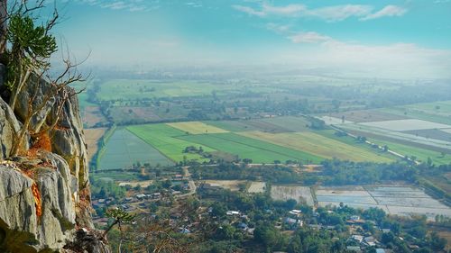 High angle view of townscape against sky