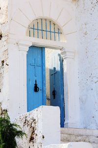 Closed door of old building