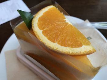 High angle view of bread in plate