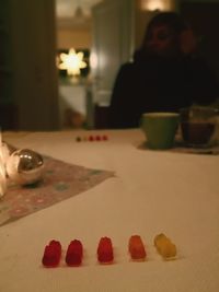 Close-up of man on table