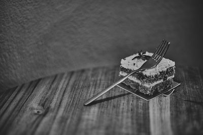 High angle view of ice cream on table