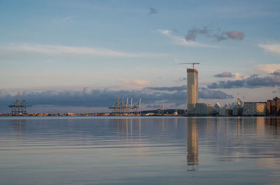 Sunset light at resindential area aarhus Ø