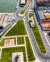 High angle view of city street, lisbon, portugal 