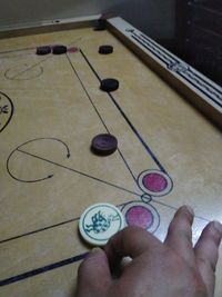 High angle view of person holding hands