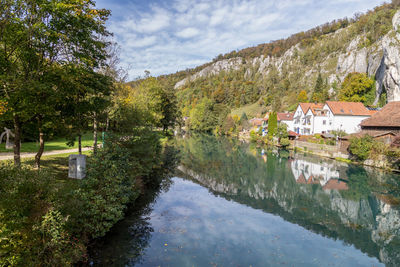 Idyllic view at the village markt essing in bavaria, germany with the altmuehl river