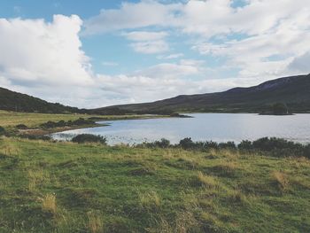 Scenic view of lake against sky