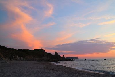 Scenic view of sea against sky at sunset