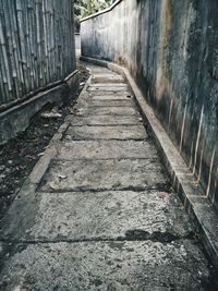 View of narrow walkway