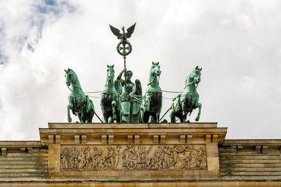 Low angle view of quadriga on the brandenburg gate