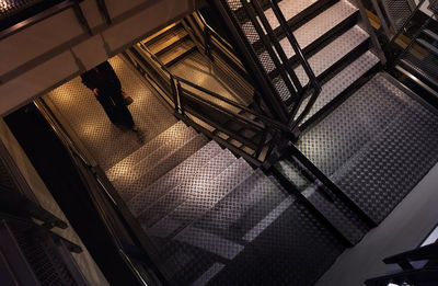 High angle view of escalator