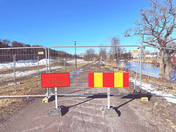 Information sign on field