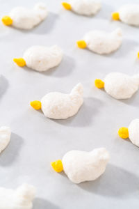 Close-up of pills on white background