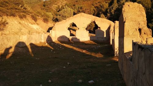 Old ruins of building on field