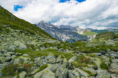 Scenic view of mountains against sky