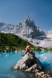 Scenic view of snowcapped mountain against sky