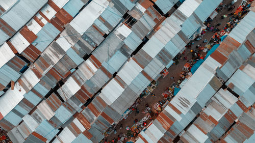 Aerial view of the local market in arusha city, tanzania