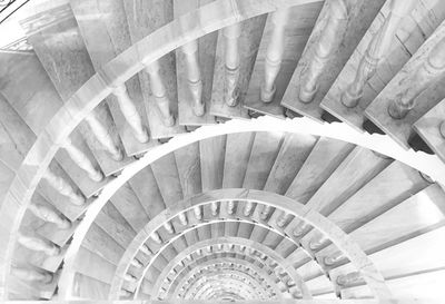 High angle view of spiral staircase in building